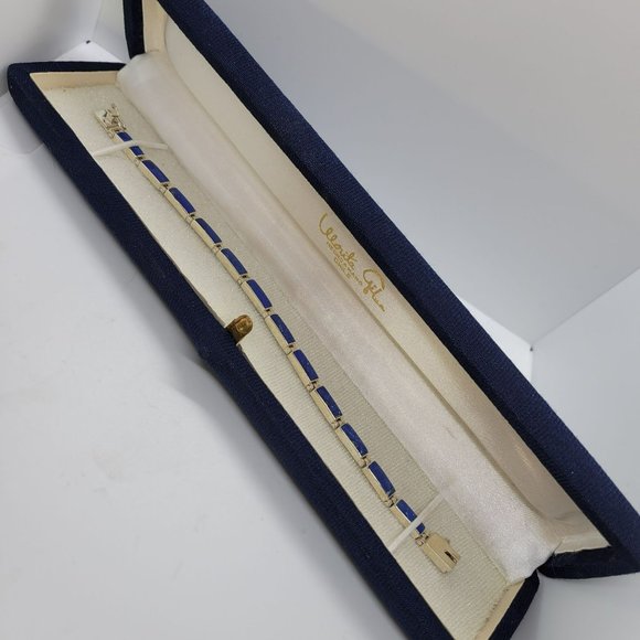 Vtg Morita Gil Sterling Silver Lapis Bracelet in Box and unmarked Earrings/Ring - Picture 3 of 11